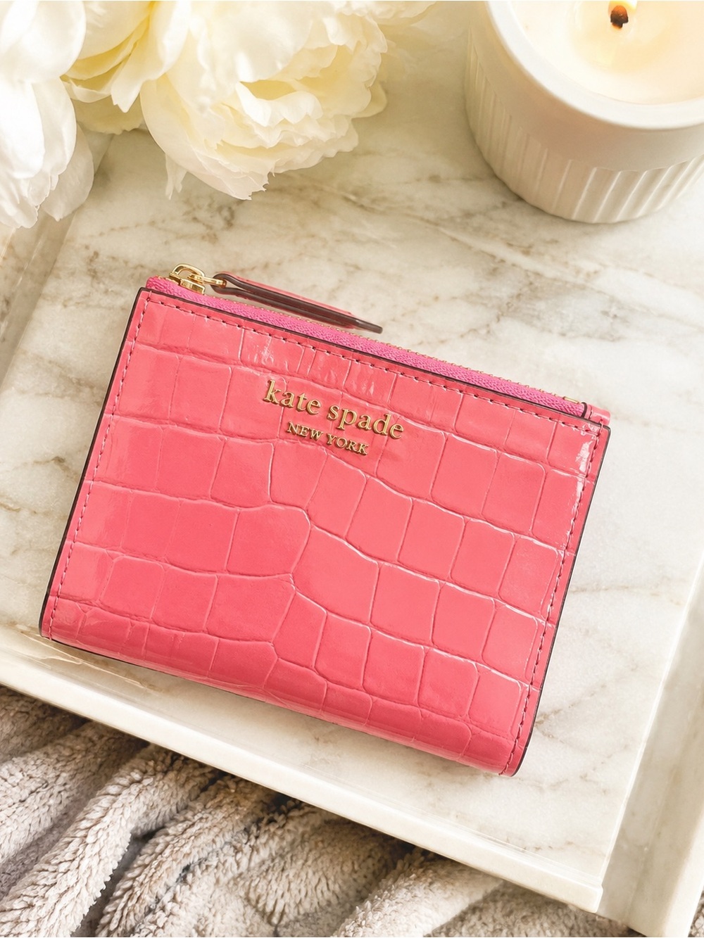 Kate Spade Pink Croc-Embossed Wallet